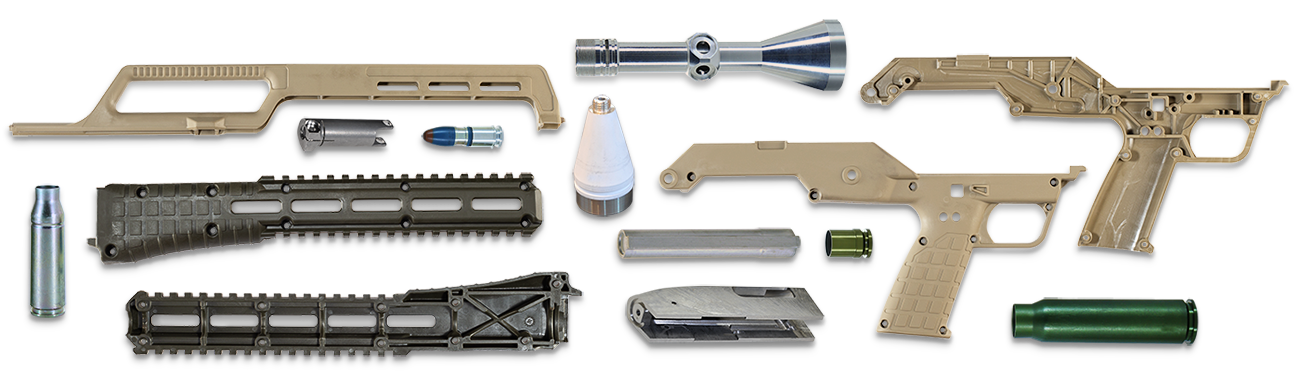 Plastic injection molding and impact extrusions for firearms